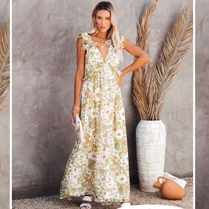 Vici Tender Love Floral Ruffle Maxi Dress